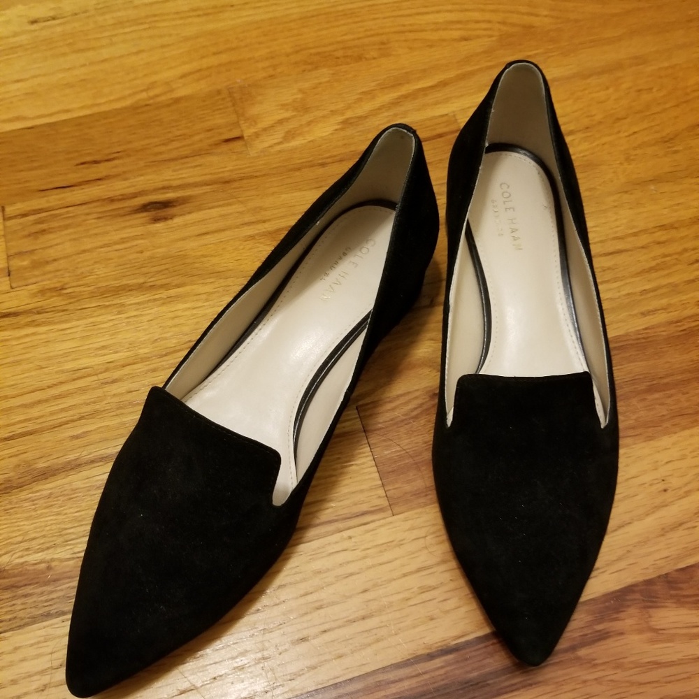 Cole Haan Black Suede Pointed Shoes